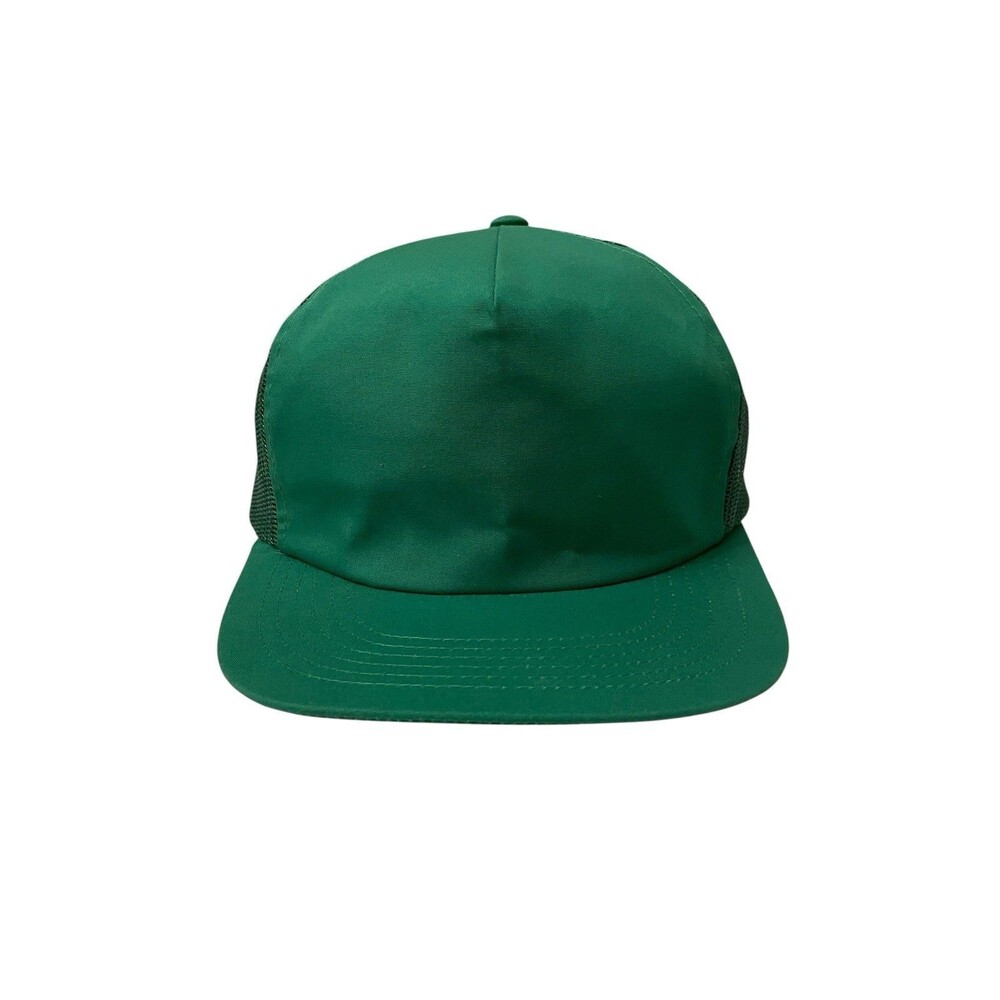 Vintage 80s Blank Green Mesh Trucker Hat Cap One Size Fits All
